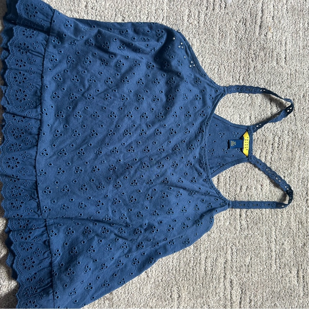 Fox Blue Eyelet Tank Top